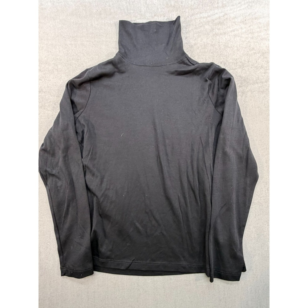 L.L. Bean Women Long Sleeve Turtleneck Shirt 100% Supima Cotton Black Small